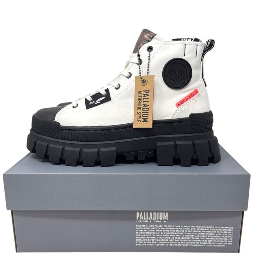 Palladium Revolt Hi Tx Women's Canvas Boots White/Black Size 7.5 US97242-116-M S